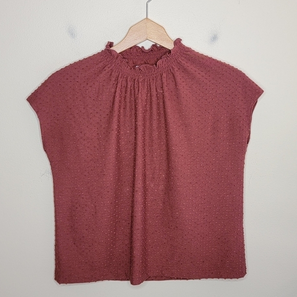 Madewell Texture & Thread | Rust Swiss Dot Cap Sleeve Blouse Size XS - Picture 1 of 4